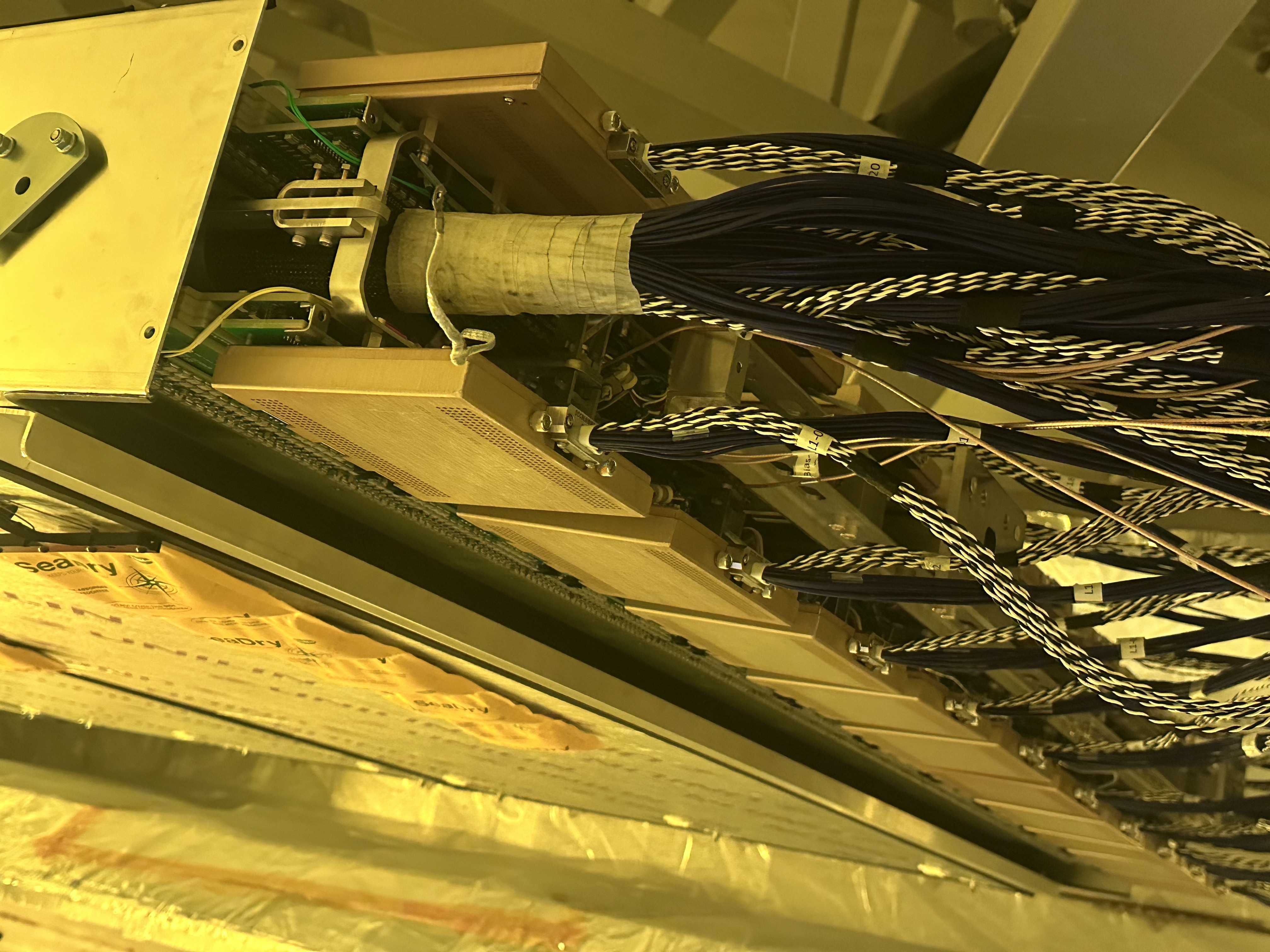 Cold electronics installed on a DUNE Anode Plane Assembly